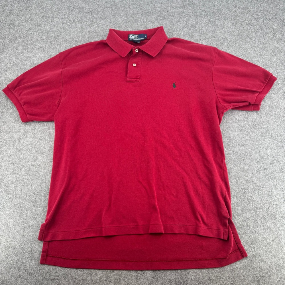 Polo Ralph Lauren Polo Shirt Mens Large Classic Fit Red Green Pony EUC